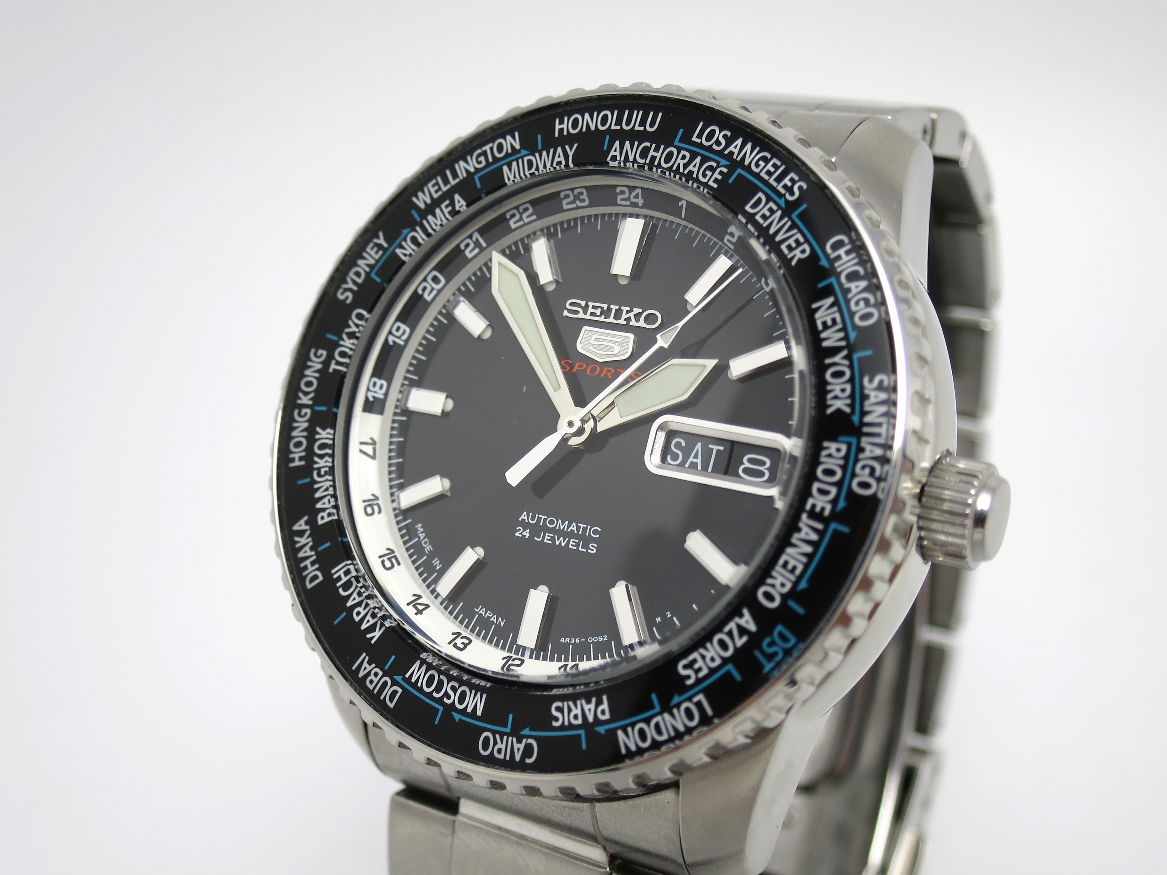 【美品】SEIKO セイコー メンズ 腕時計 ワールドタイム 自動巻き